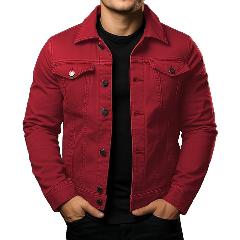 Herren - Jeansjacke - Denim - Revers, einreihig - Stylische Cargo Jacke für jeden Anlass