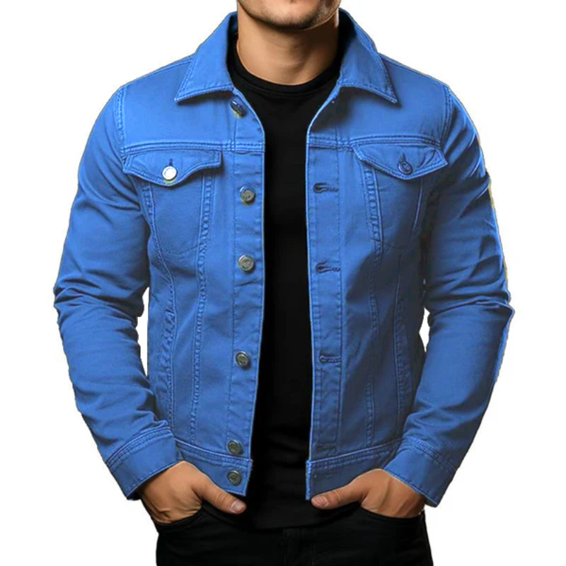 Herren - Jeansjacke - Denim - Revers, einreihig - Stylische Cargo Jacke für jeden Anlass