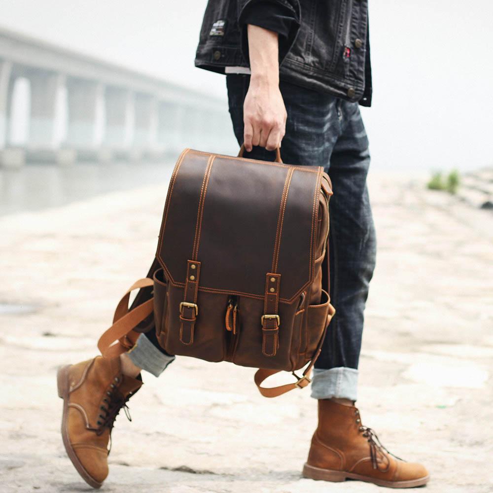 Herren - Stilvoller brauner Lederrucksack aus Leder - Langlebig & vielseitig für jeden Anlass