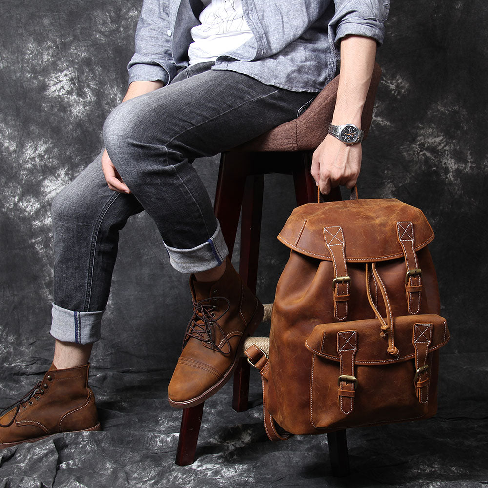 Herren - Lederrucksack - Stilvolles & robustes Design - Perfekt für Alltag & Abenteuer