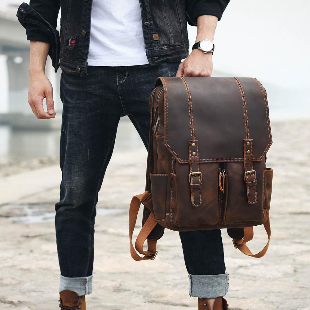 Herren - Stilvoller brauner Lederrucksack aus Leder - Langlebig & vielseitig für jeden Anlass