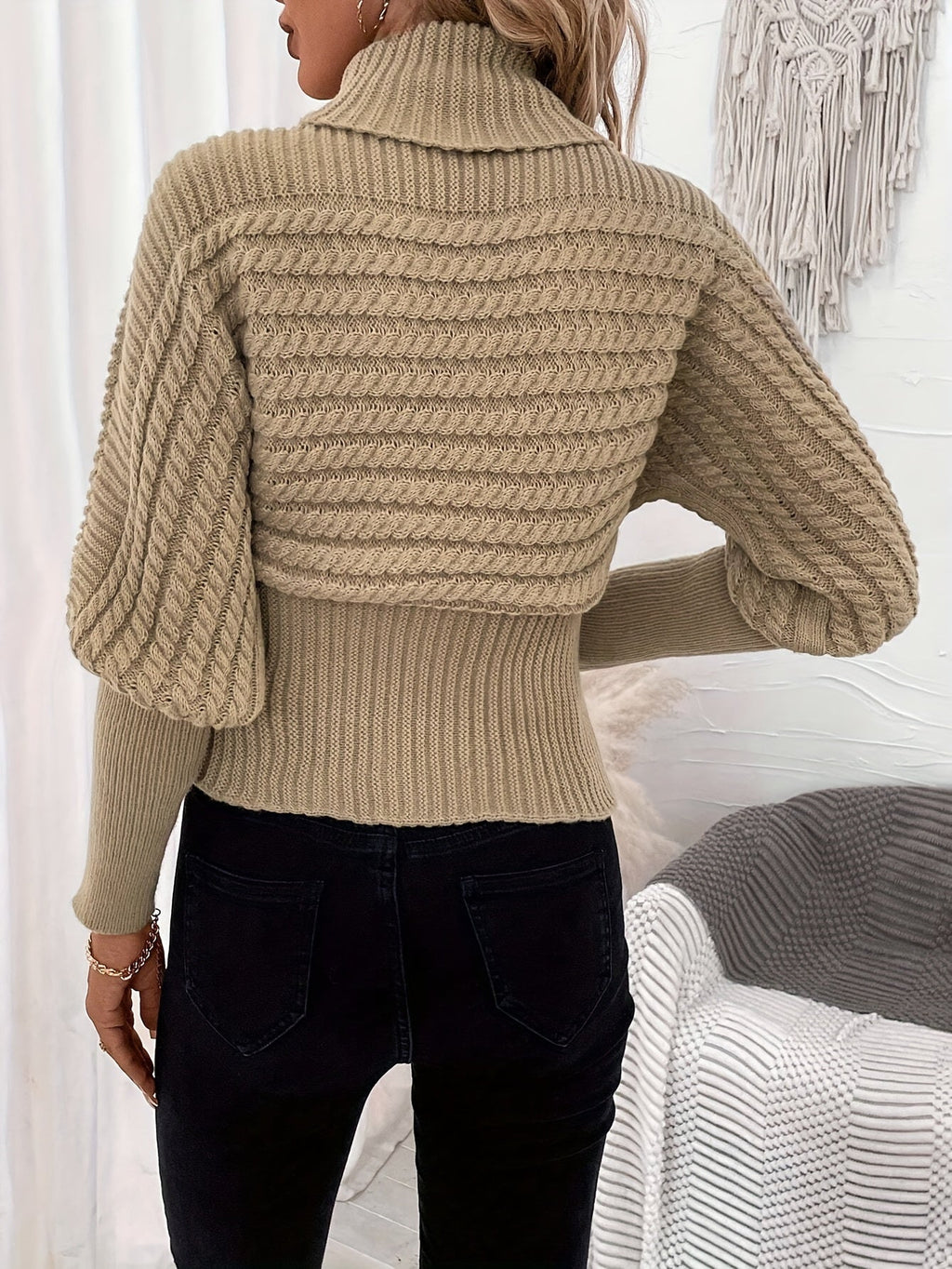 Lise | Unifarbener Rollkragenstrickpullover