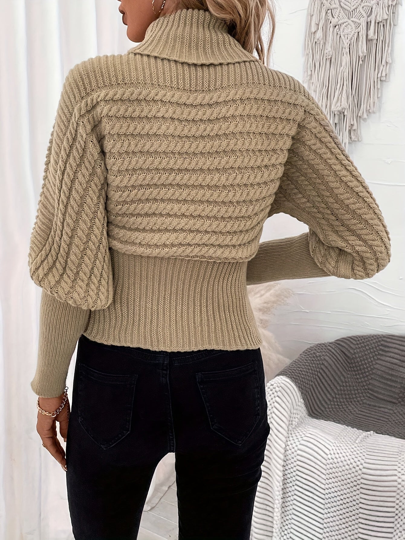 Lise | Unifarbener Rollkragenstrickpullover