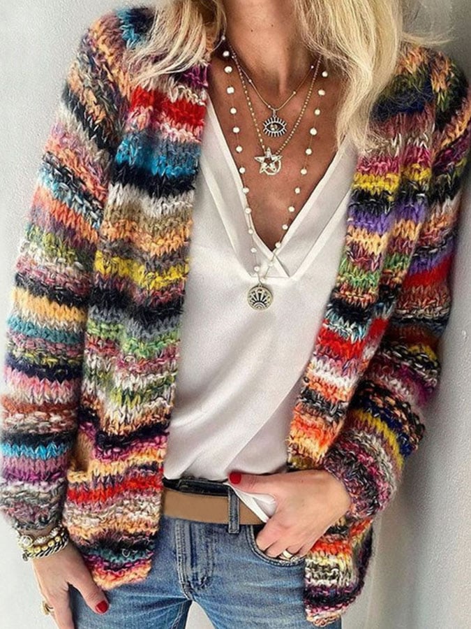Lola | Gestrickte bunte Strickjacke für Frauen
