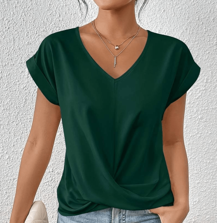Damen - Bauchfreies Top - V-Ausschnitt - Atmungsaktiven Materialie - Bequemer Stil für lässige Outfits