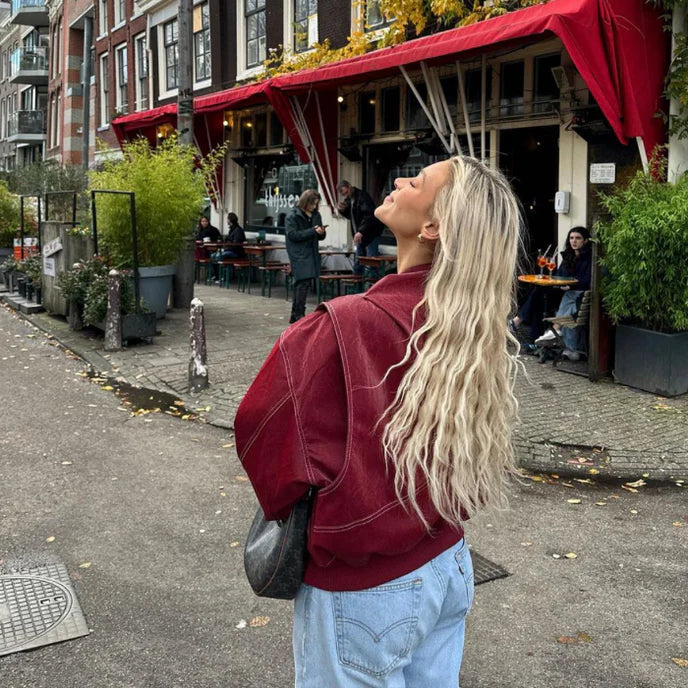Evelynn | Übergroße lederbomberjacke