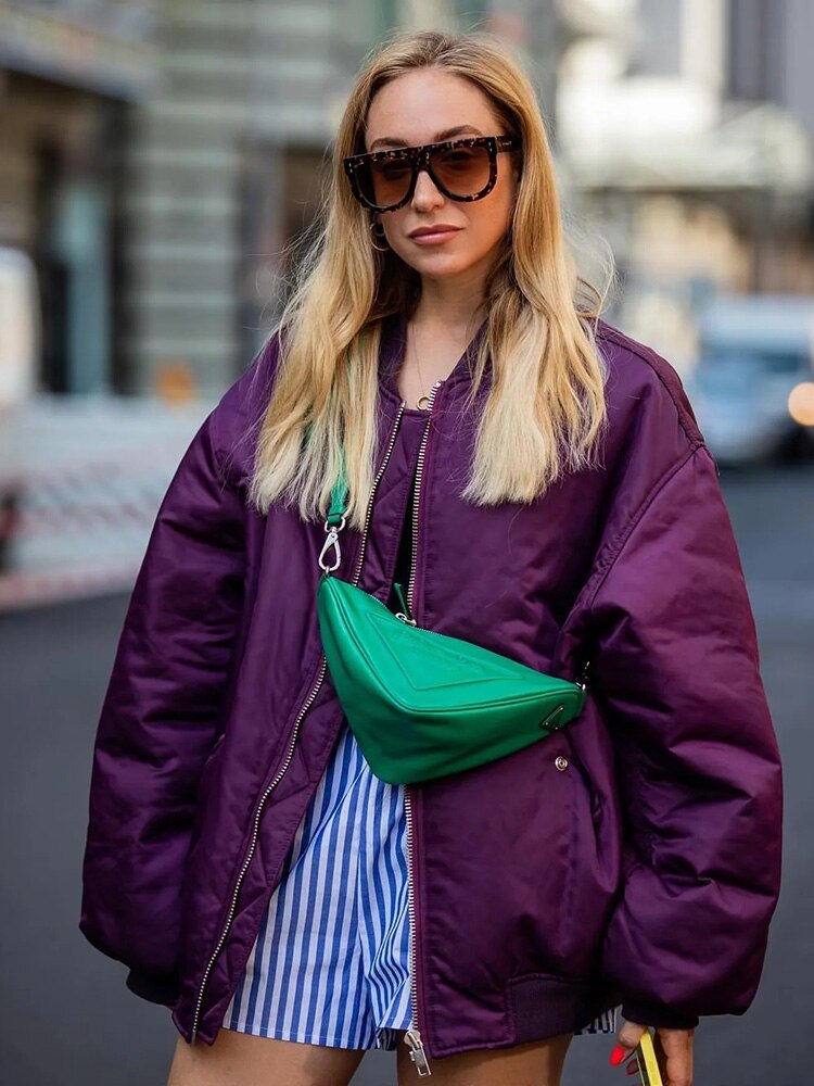Damen - Übergroße Bomberjacke - Hochwertigem Material - Stylische Übergangs-Outerwear  - Modische Begleiterin