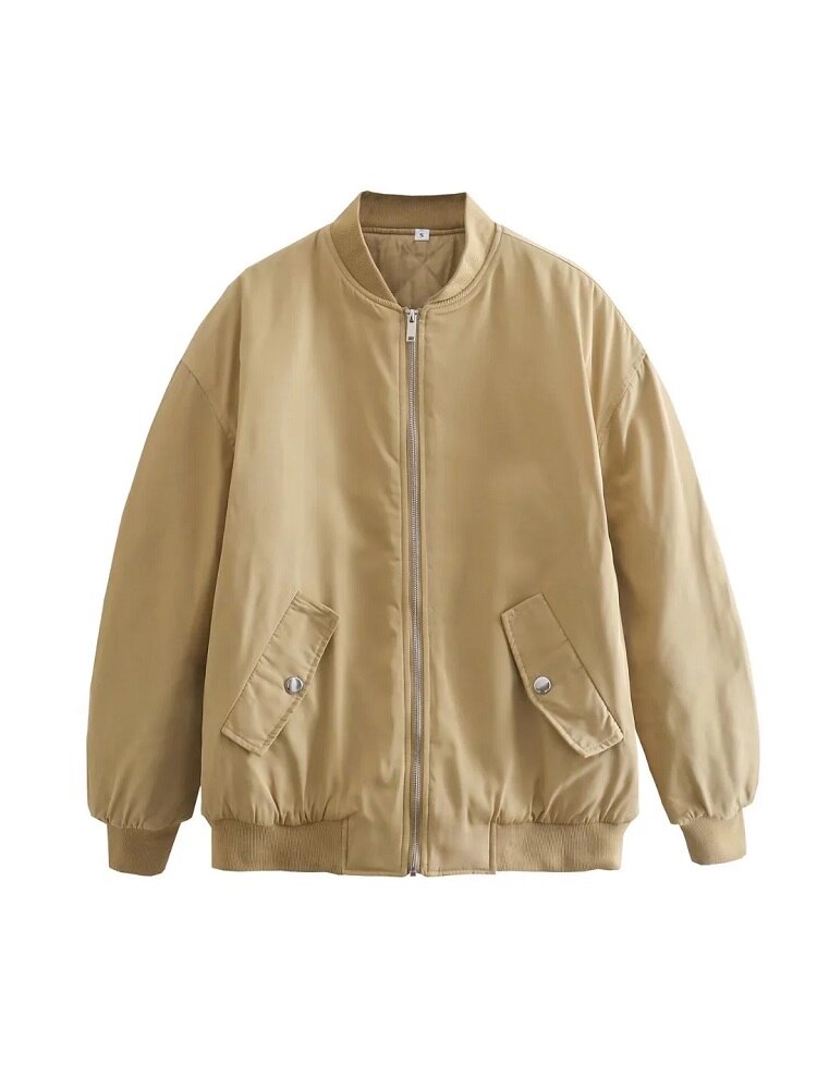 Damen - Übergroße Bomberjacke - Hochwertigem Material - Stylische Übergangs-Outerwear  - Modische Begleiterin