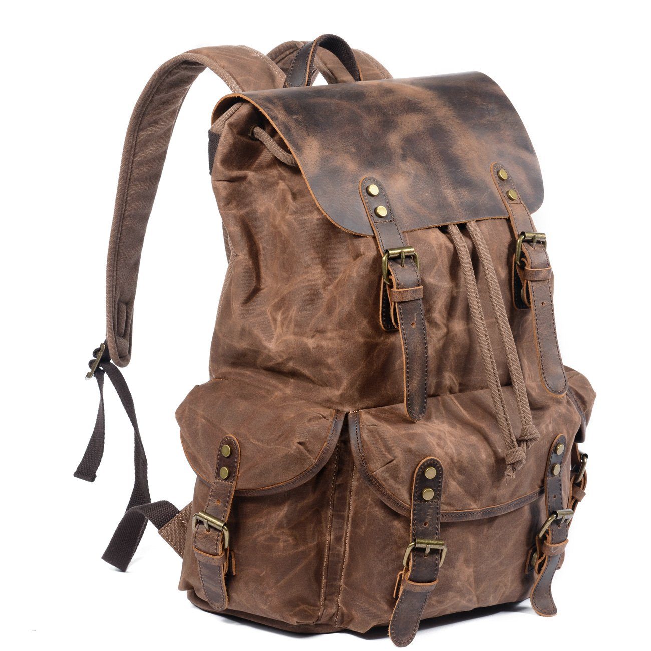 Unisex - 25L Segeltuch Rucksack - Leder - Stylischer & Langlebiger Begleiter für Alltag und Abenteuer