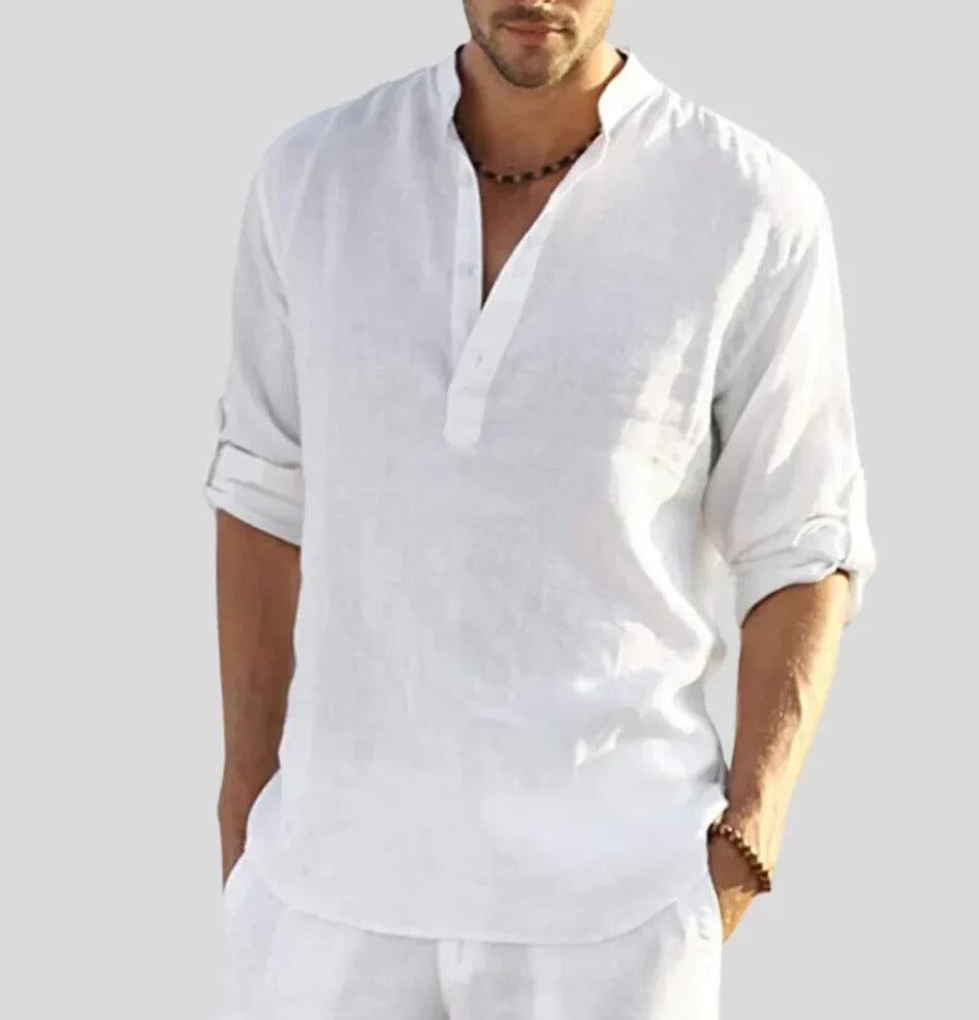 Herren - Leinenhemd - Klassischer Stil - Atmungsaktives, Elegantes Hemd für jeden Anlass