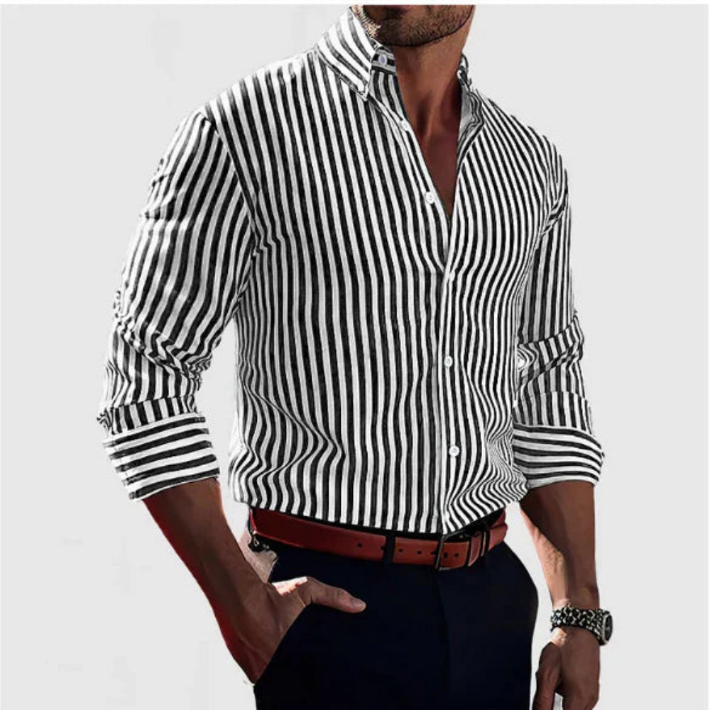 Herren - Klassisches Sommerhemd mit Streifen - Leichte Baumwolle - Lässiger Stil für jeden Anlass
