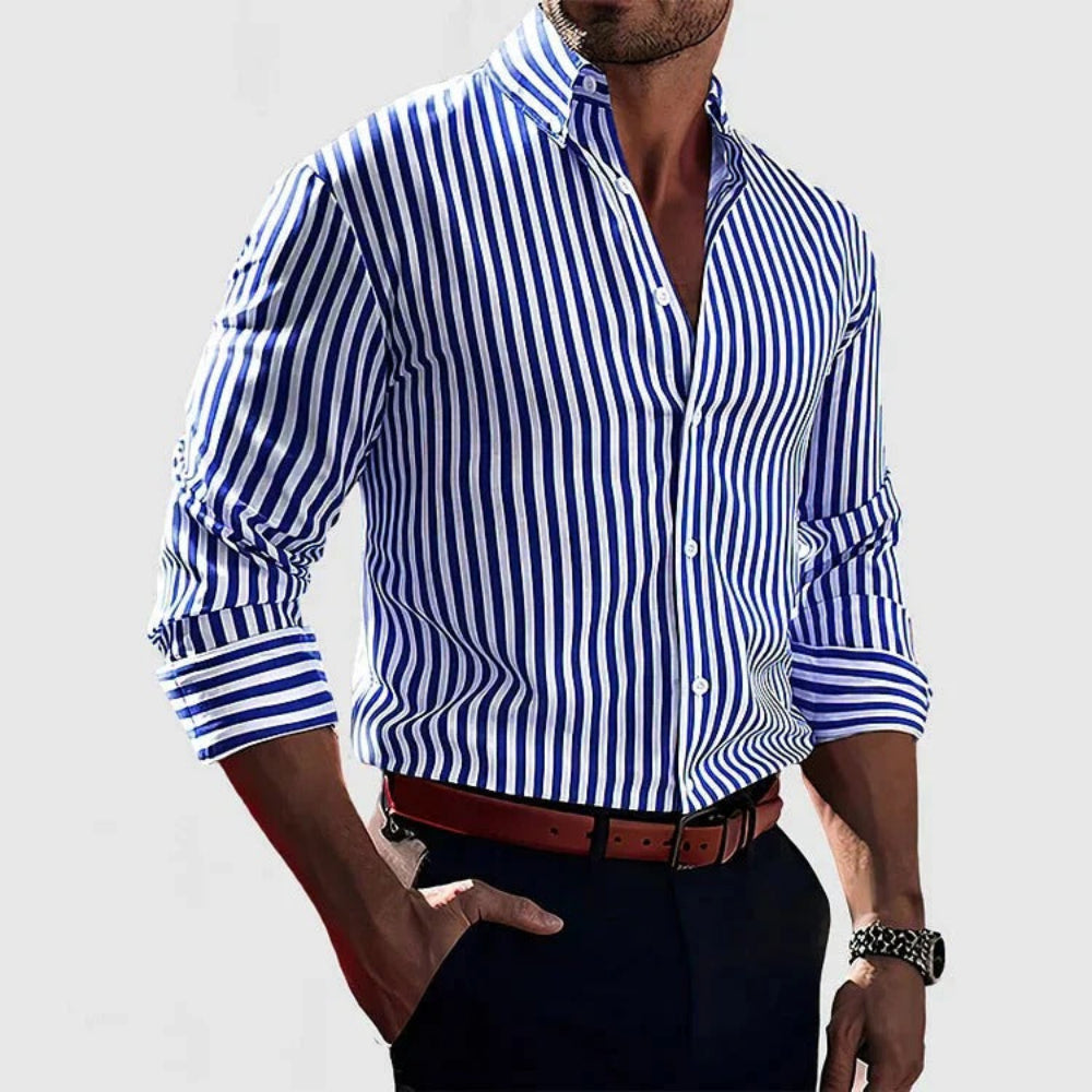 Herren - Klassisches Sommerhemd mit Streifen - Leichte Baumwolle - Lässiger Stil für jeden Anlass