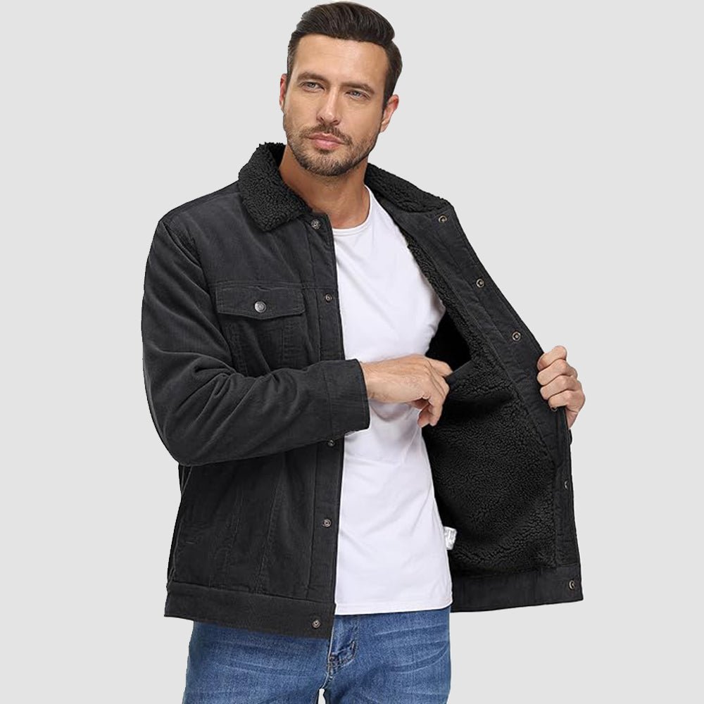 Herren - Cordjacke -  Baumwolle - Sherpa-Futter für den Winter - Gemütliche und warme Oberbekleidung