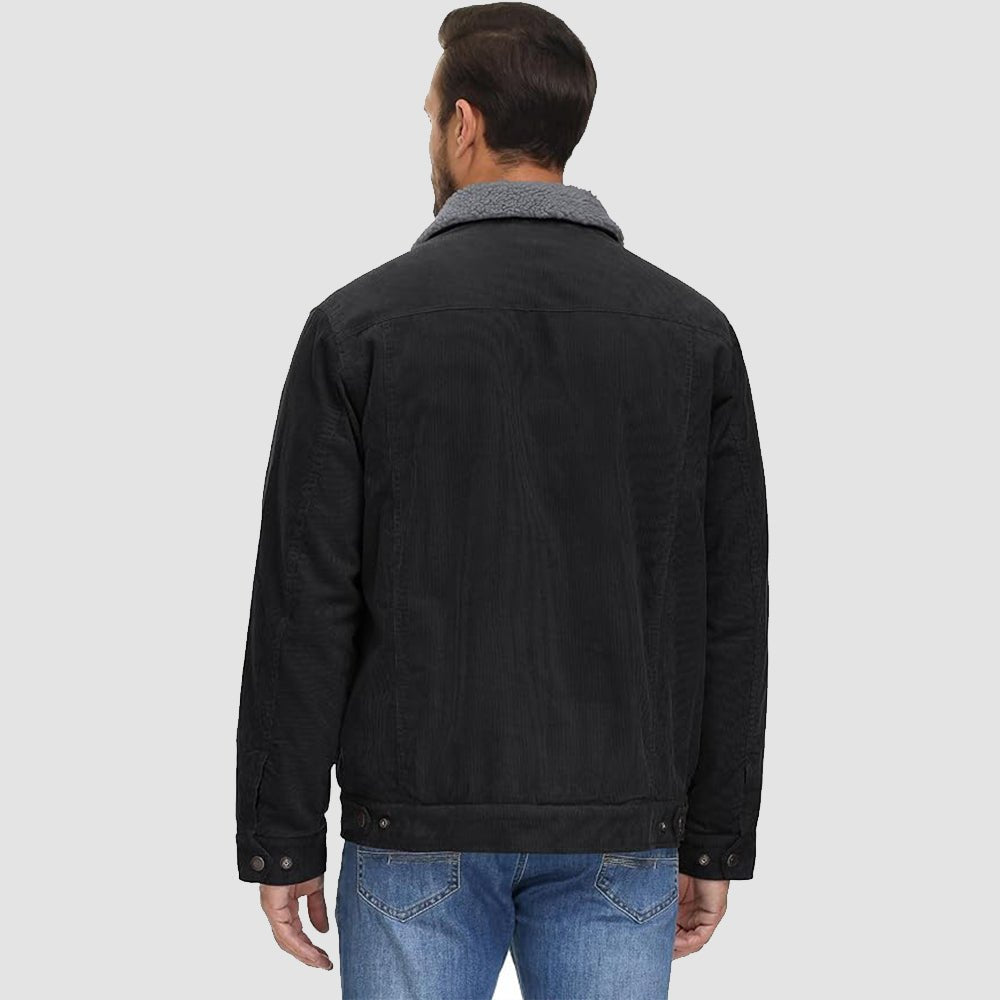 Herren - Cordjacke -  Baumwolle - Sherpa-Futter für den Winter - Gemütliche und warme Oberbekleidung