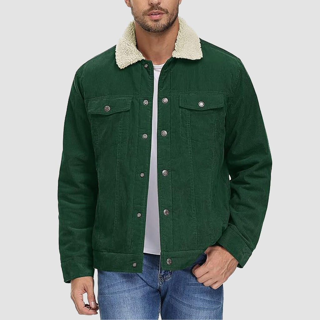 Herren - Cordjacke -  Baumwolle - Sherpa-Futter für den Winter - Gemütliche und warme Oberbekleidung