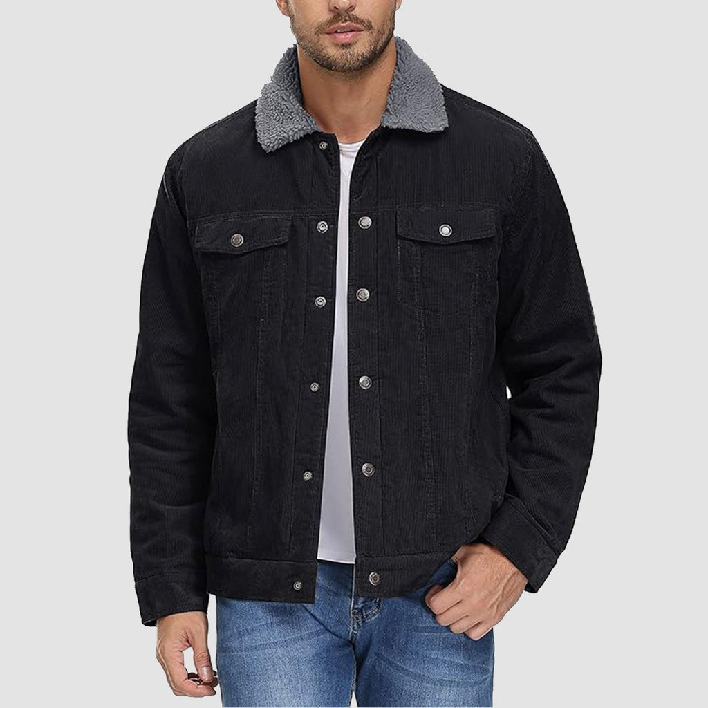Herren - Cordjacke -  Baumwolle - Sherpa-Futter für den Winter - Gemütliche und warme Oberbekleidung