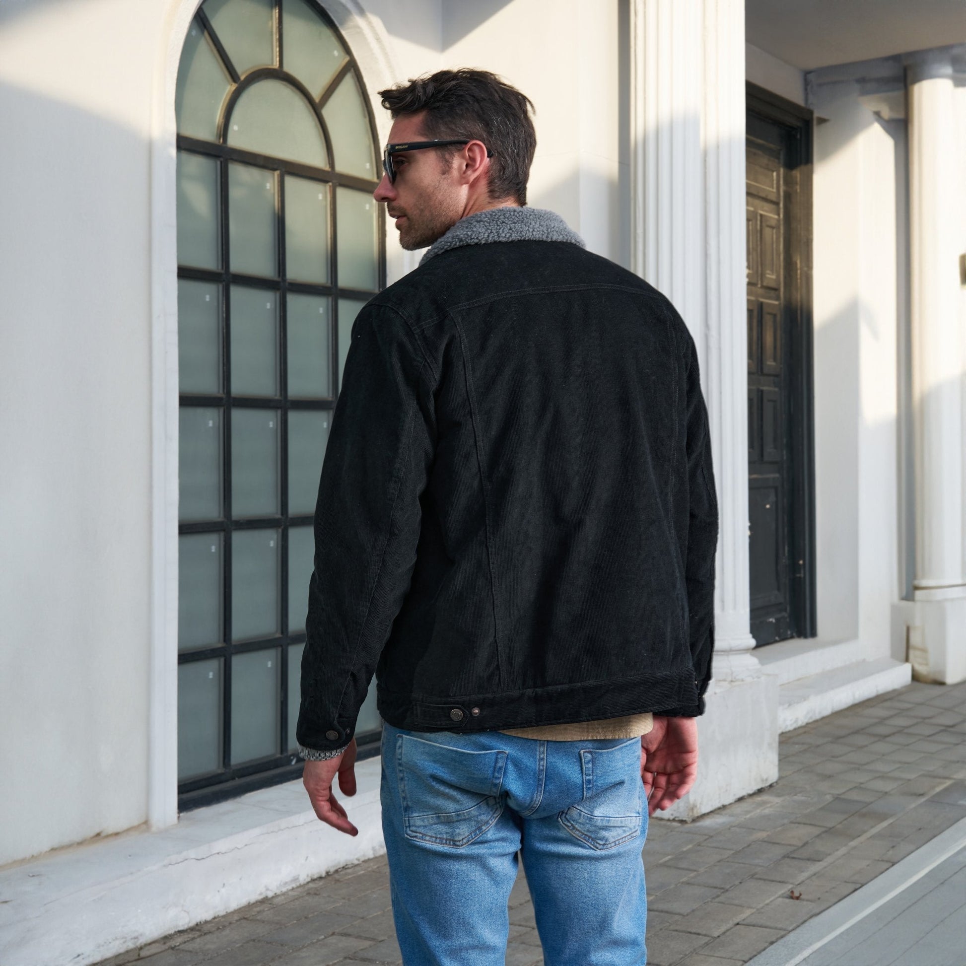 Herren - Cordjacke -  Baumwolle - Sherpa-Futter für den Winter - Gemütliche und warme Oberbekleidung