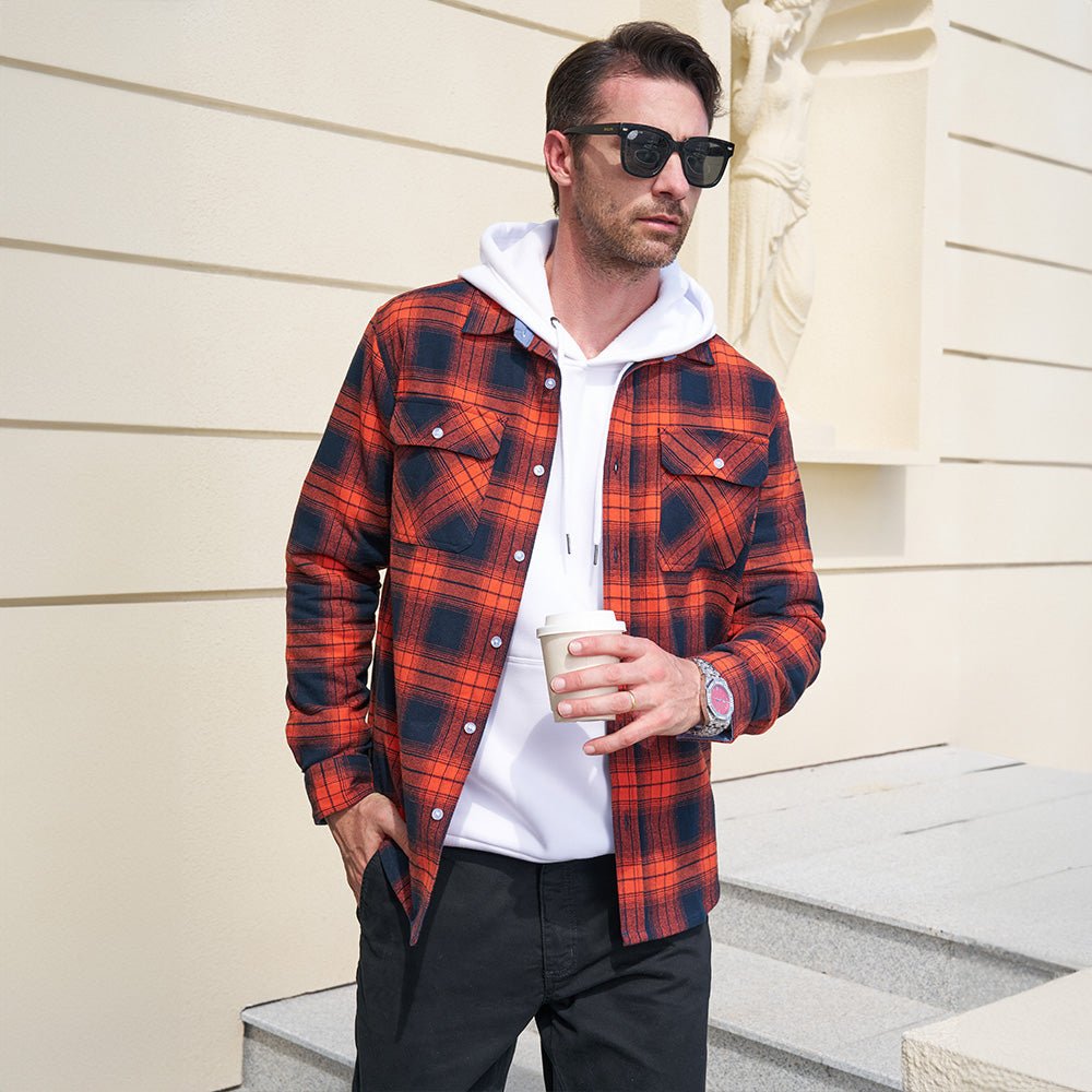 Herren - Langarmhemd - Baumwolle - Karierter Flanell im Casual Style - Bequem und Trendy