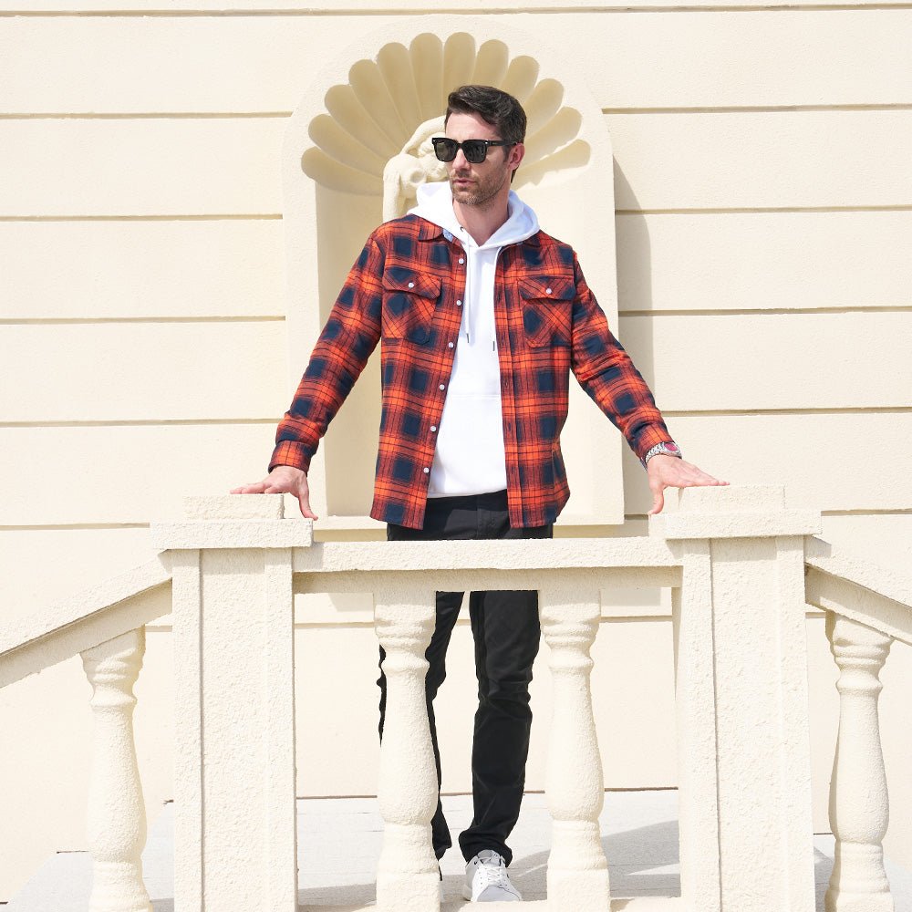 Herren - Langarmhemd - Baumwolle - Karierter Flanell im Casual Style - Bequem und Trendy