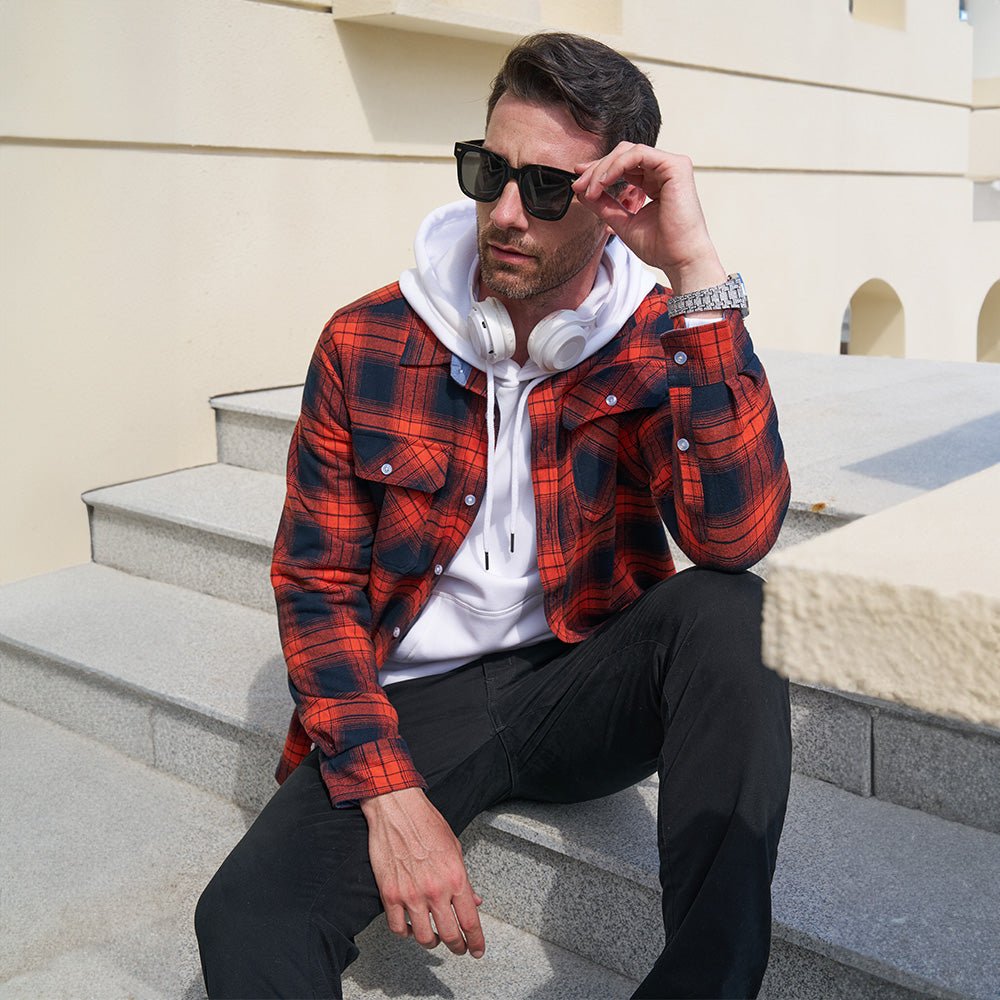 Herren - Langarmhemd - Baumwolle - Karierter Flanell im Casual Style - Bequem und Trendy