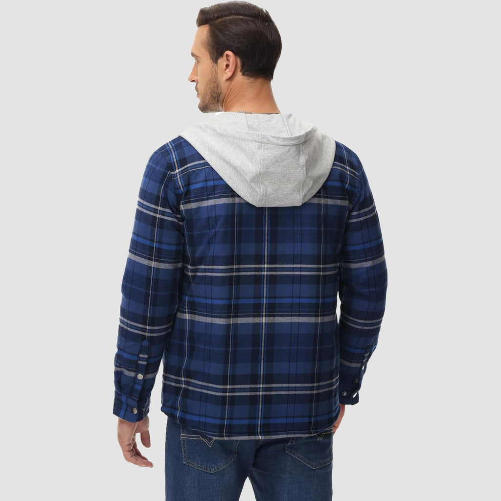 Herren - Gesteppte Flanelljacke mit Kapuze - Baumwolle - Warmes Design für Casual Outerwear