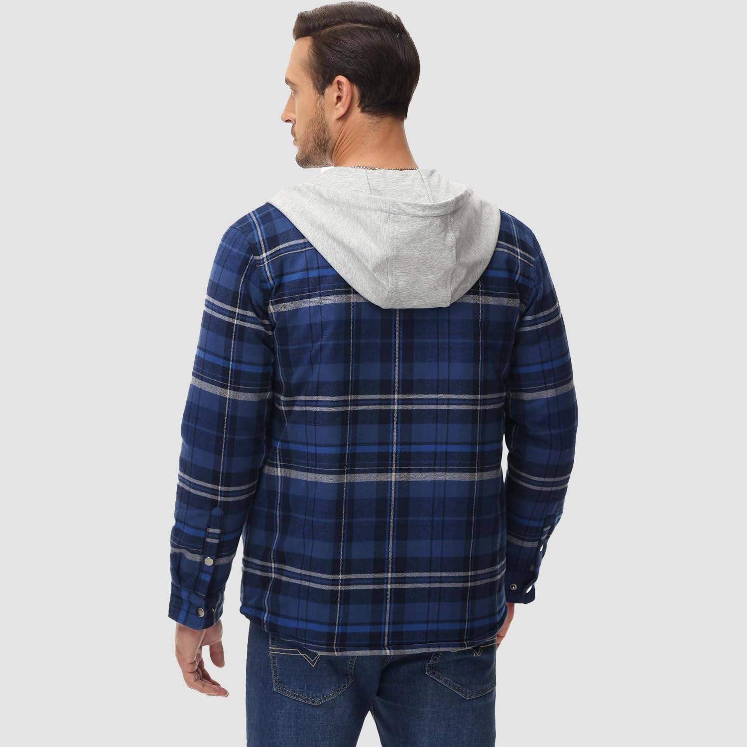 Herren - Gesteppte Flanelljacke mit Kapuze - Baumwolle - Warmes Design für Casual Outerwear