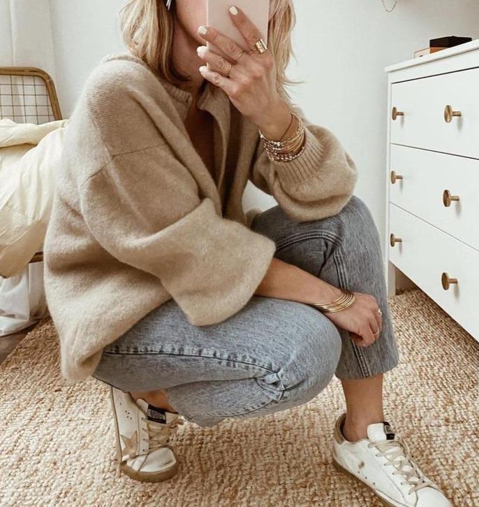 Damen - Übergroße Strickjacke - Weicher Strick - Bequemes Layering - Essential für stilvolle Outfits