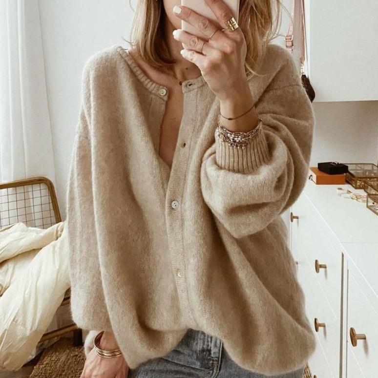 Damen - Übergroße Strickjacke - Weicher Strick - Bequemes Layering - Essential für stilvolle Outfits