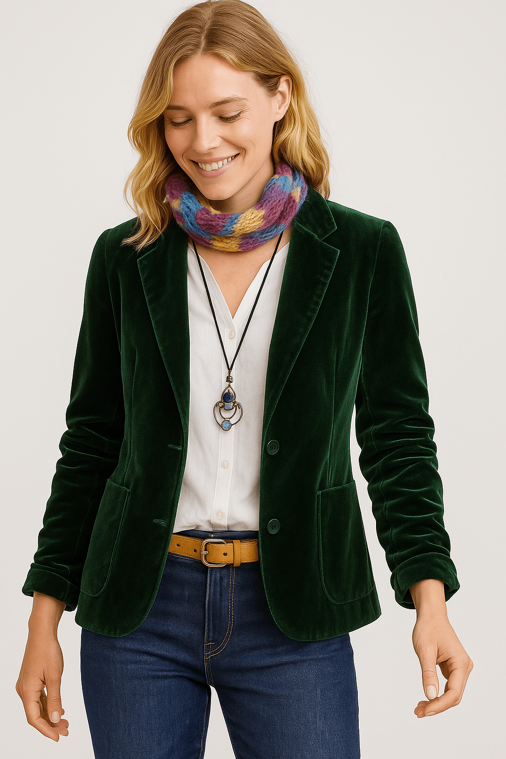 Damen - Eleganter Slim Fit Samtblazer - Weicher Stoff - Stilvolle Jacke aus Samt für jeden Anlass
