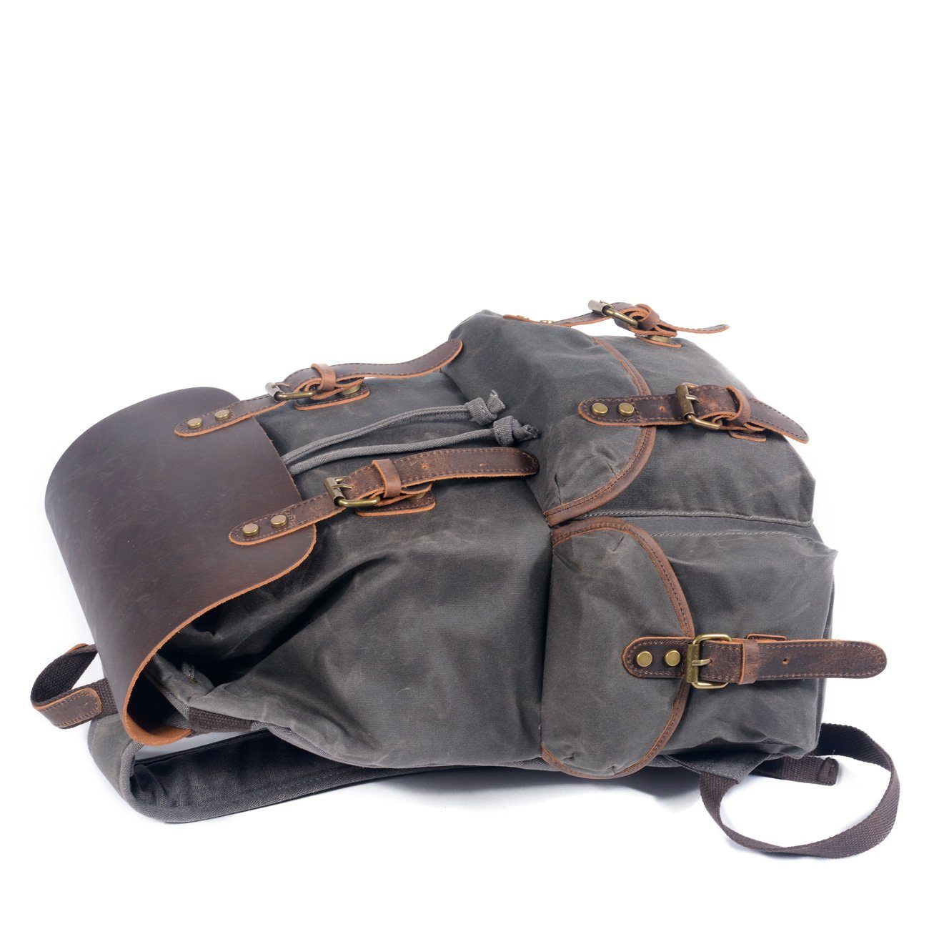 Unisex - 25L Segeltuch Rucksack - Leder - Stylischer & Langlebiger Begleiter für Alltag und Abenteuer