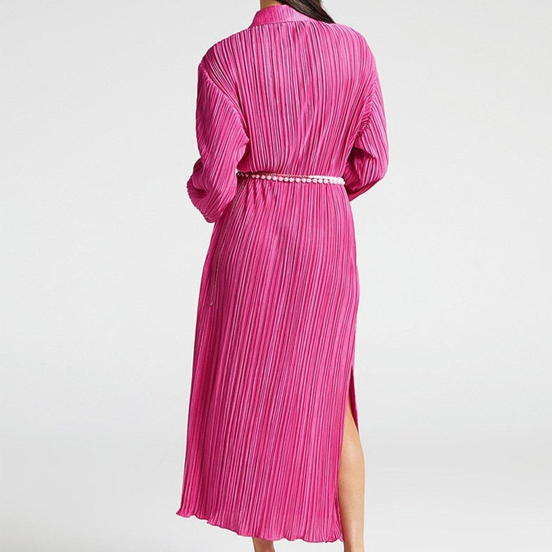 Damen - Langes Kleid mit Falten - Eleganter Stil für besondere Anlässe - Modisches Must-Have