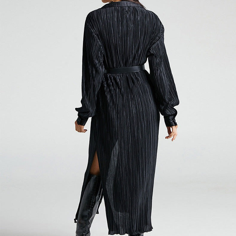 Damen - Langes Kleid mit Falten - Eleganter Stil für besondere Anlässe - Modisches Must-Have