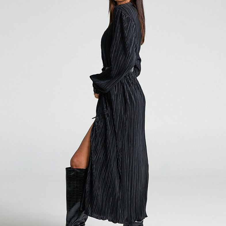 Damen - Langes Kleid mit Falten - Eleganter Stil für besondere Anlässe - Modisches Must-Have