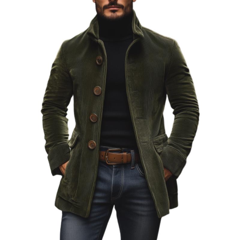 Herren - Vintage Kurzmantel - Cord - Stehkragen Schlanke Passform - Eleganter Look