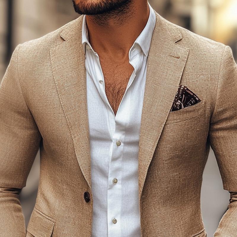 Herren - Casual Blazer - Baumwoll-Polyester Gemisch - Revers mit Kerbe, zwei Knöpfe - Moderner Stil für jeden Anlass