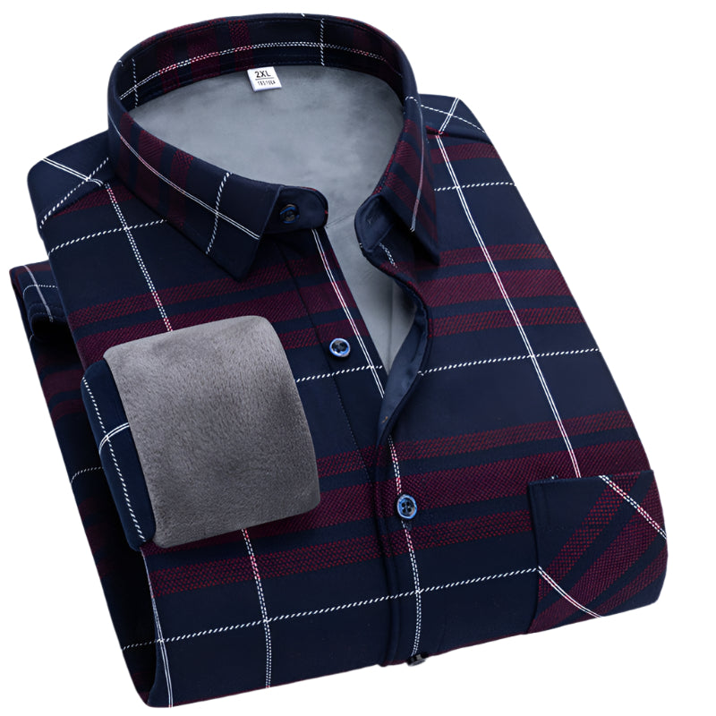 Herren - Flanellhemd - Fleecegefüttert & Warm - Karo Langarm für kaltes Wetter - Ideale Wahl für Herbst und Winter
