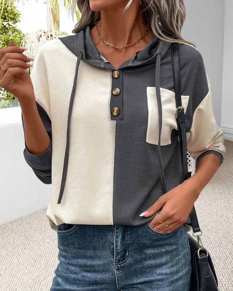 Entspannter Hoodie mit Farbblöcken