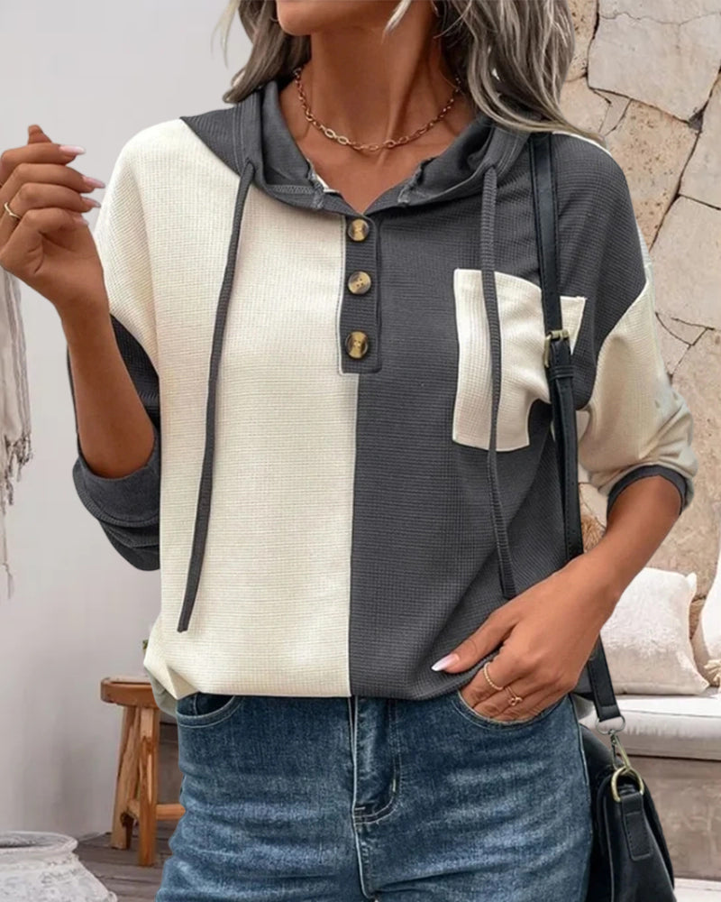 Entspannter Hoodie mit Farbblöcken