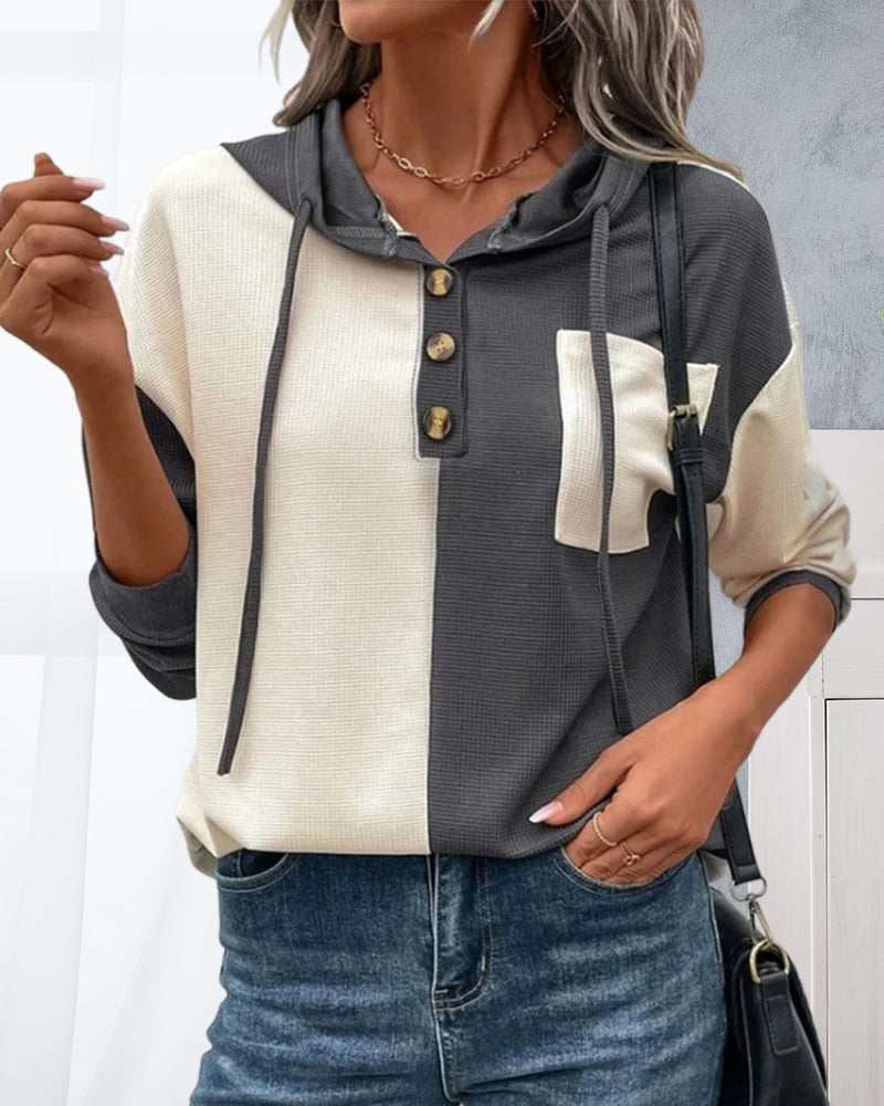 Entspannter Hoodie mit Farbblöcken