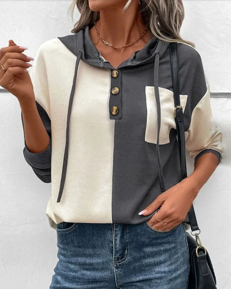 Entspannter Hoodie mit Farbblöcken
