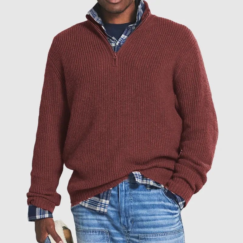 Herren - Quarter Zip Pullover - Kaschmir - Gemütlicher Strickstoff - Stilvoll & Vielseitig für Jeden Anlass