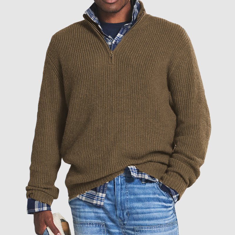 Herren - Quarter Zip Pullover - Kaschmir - Gemütlicher Strickstoff - Stilvoll & Vielseitig für Jeden Anlass