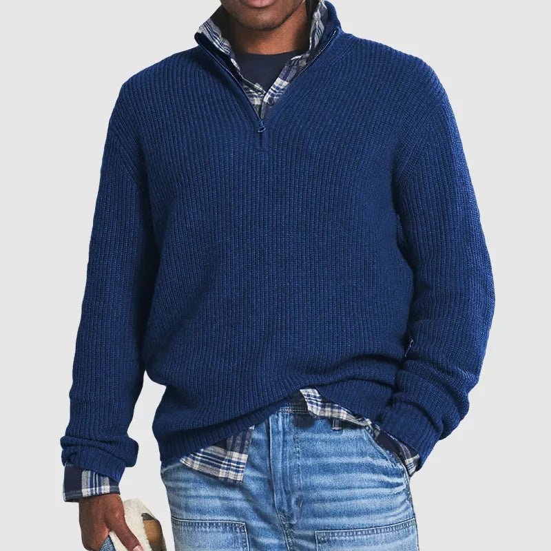 Herren - Quarter Zip Pullover - Kaschmir - Gemütlicher Strickstoff - Stilvoll & Vielseitig für Jeden Anlass