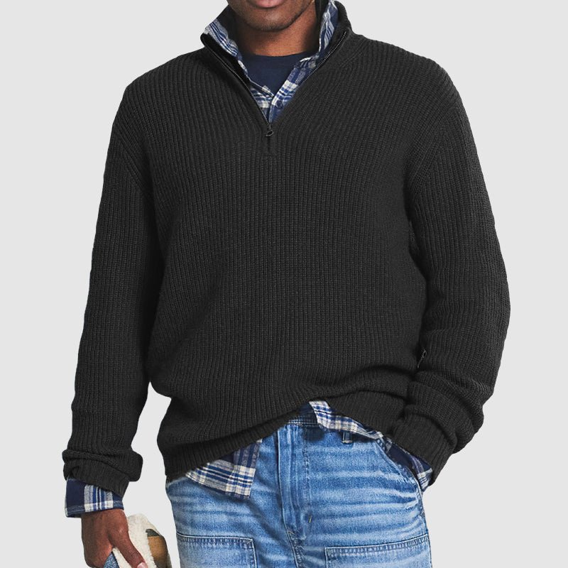 Herren - Quarter Zip Pullover - Kaschmir - Gemütlicher Strickstoff - Stilvoll & Vielseitig für Jeden Anlass
