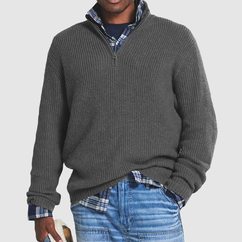 Herren - Quarter Zip Pullover - Kaschmir - Gemütlicher Strickstoff - Stilvoll & Vielseitig für Jeden Anlass