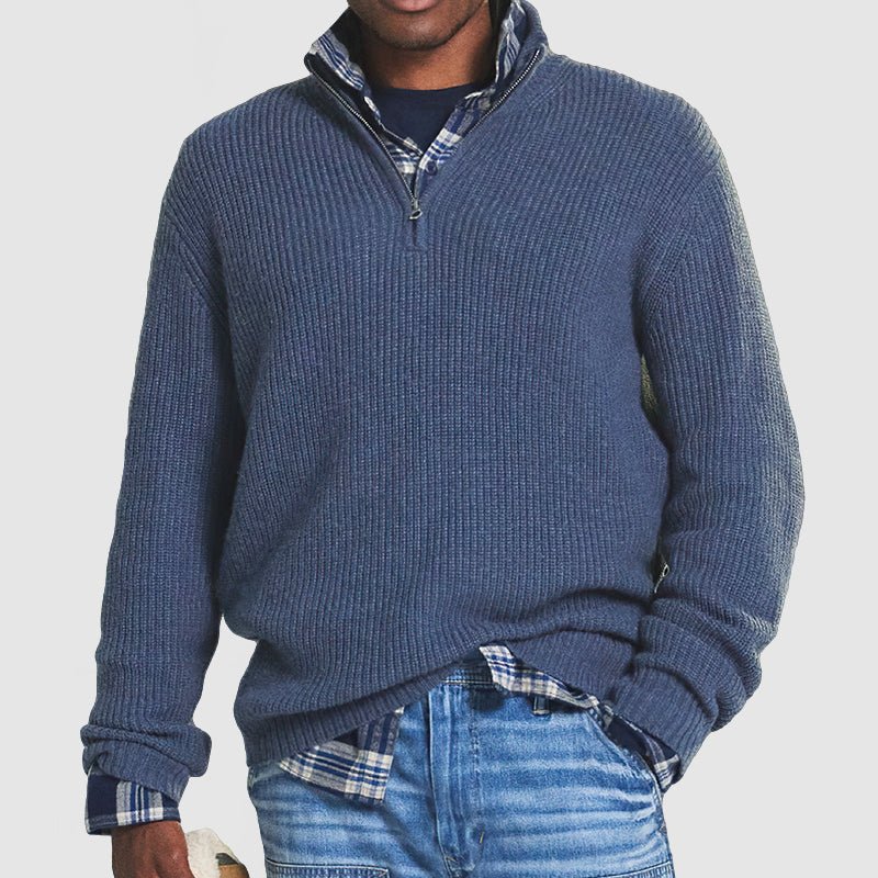 Herren - Quarter Zip Pullover - Kaschmir - Gemütlicher Strickstoff - Stilvoll & Vielseitig für Jeden Anlass