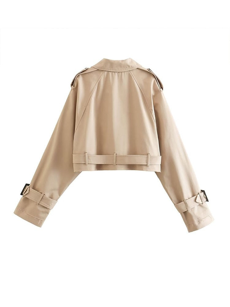 Sophie | Beige Gekürzter Trenchcoat