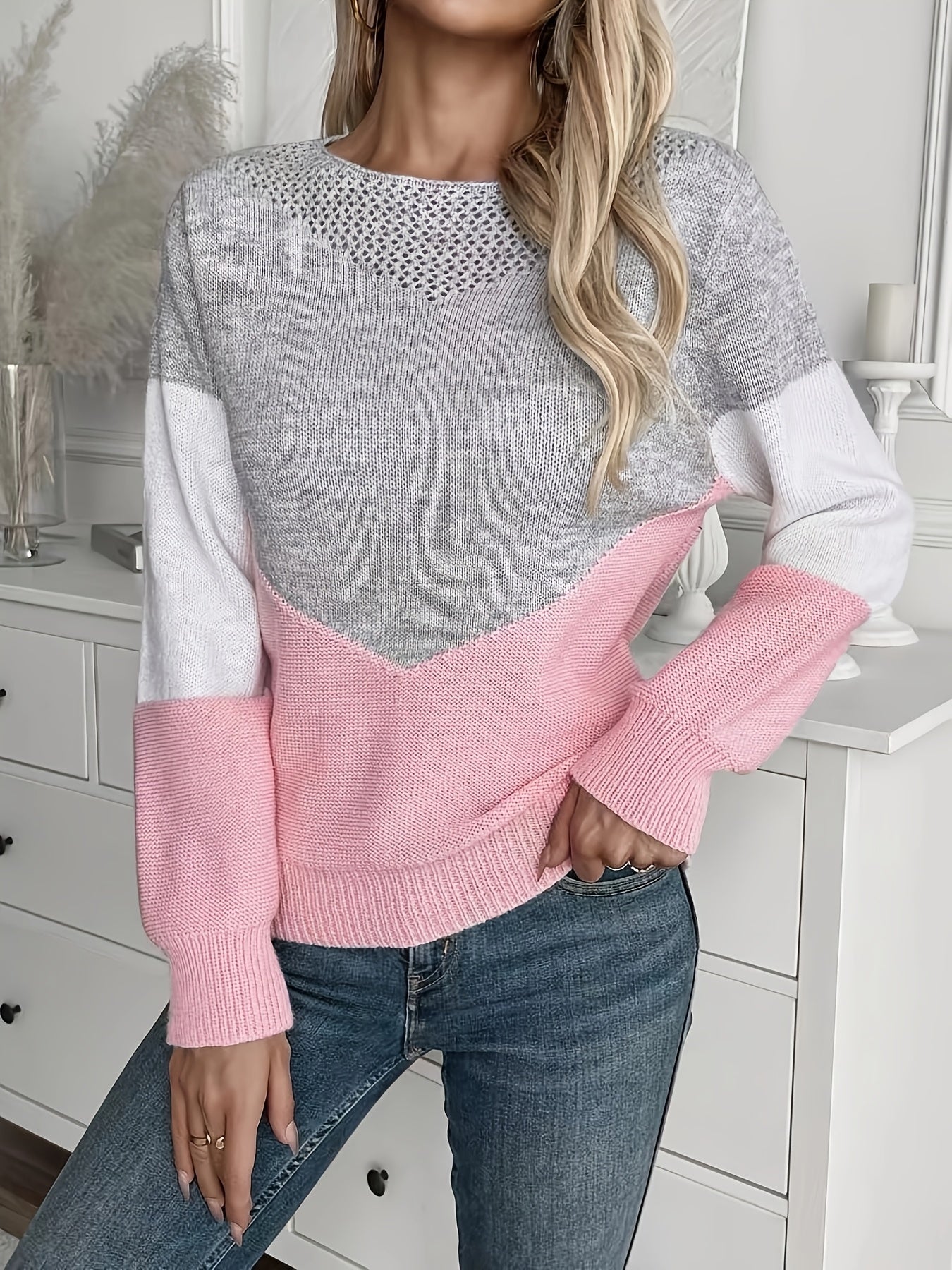 Sophie | Bunte Blöcke Lässiger langärmeliger Pullover