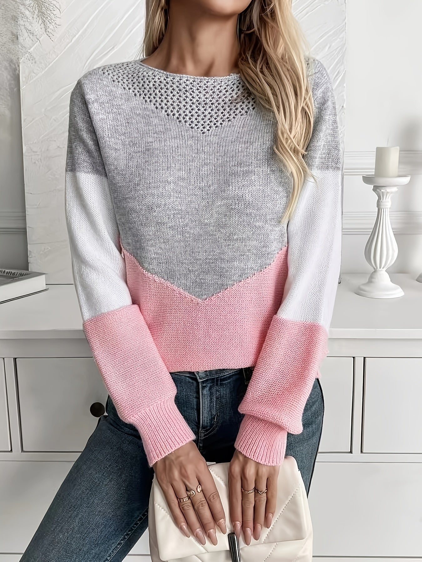 Sophie | Bunte Blöcke Lässiger langärmeliger Pullover