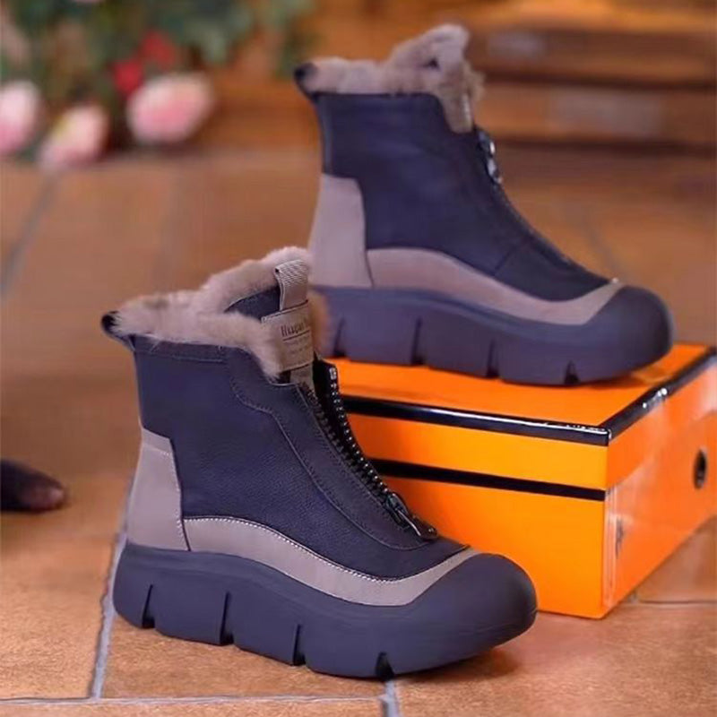 Damen - Warme Schneeschuhe - Reißverschluss - Bequeme Winterschuhe für Outdoor-Abenteuer